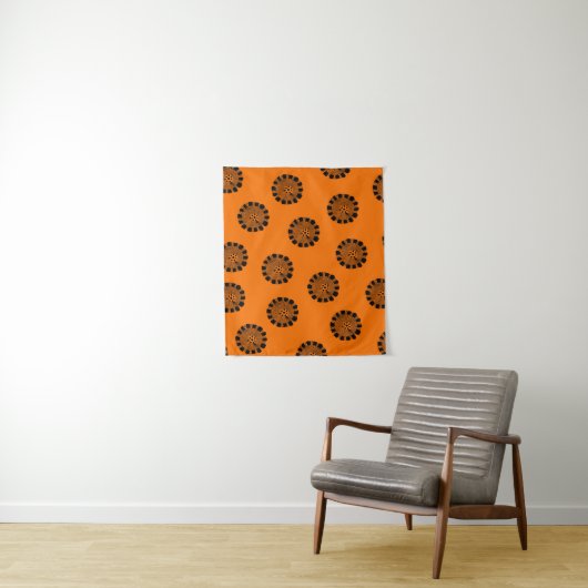 Mandarin Dreams Orange und Black Pattern Wandteppich (Beispiel)