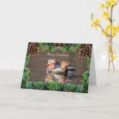 Mandarin Duck Christmas Card Karte (Gelbe Blume)