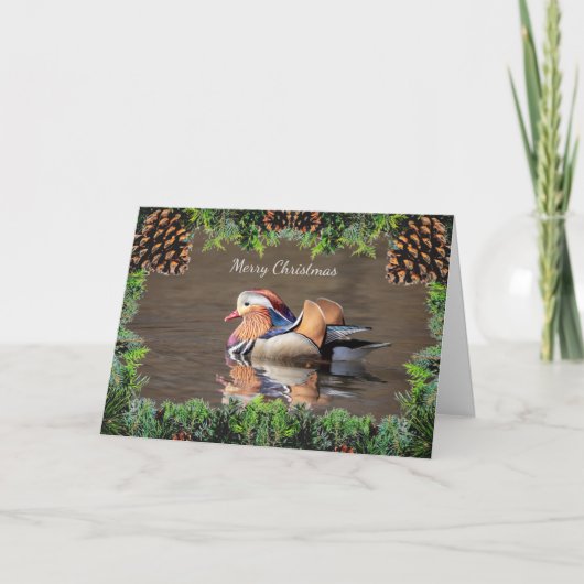 Mandarin Duck Christmas Card Karte (Vorderseite)