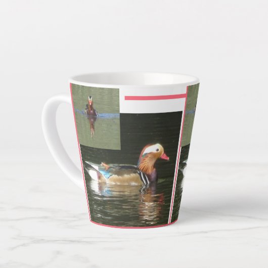 Mandarin Duck Collage Latte Tasse (Linke Ecke)