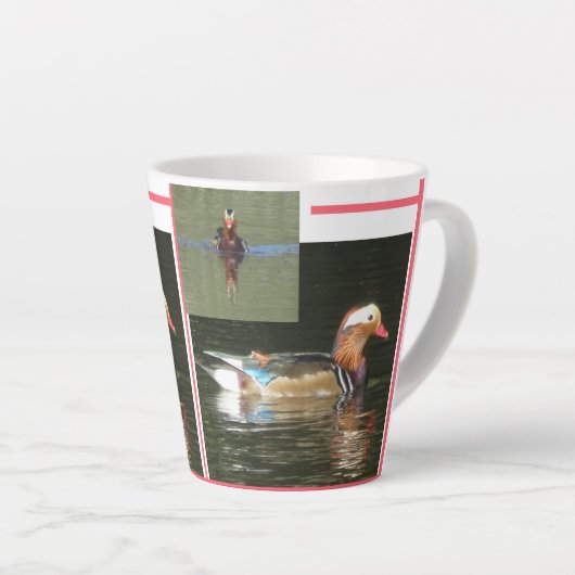 Mandarin Duck Collage Latte Tasse (Rechte Ecke)