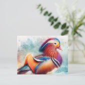 Mandarin Duck Colorful Watercolor Postkarte (Stehend Vorderseite)