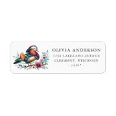 Mandarin Duck mit Blume Rücksendeadresse (Vorne)