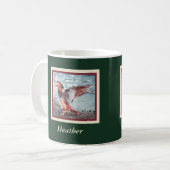 Mandarin Duck on Green and Rust with Name Kaffeetasse (Vorderseite Links)