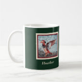 Mandarin Duck on Green and Rust with Name Kaffeetasse (Links)