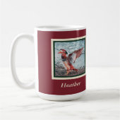 Mandarin Duck on Rust and Green mit Namen Kaffeetasse (Links)