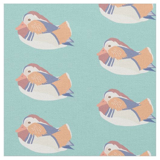 Mandarin Duck Pattern Light Aquamarin Blue Stoff (Nahaufnahme)