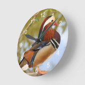 Mandarin Duck Runde Wanduhr (Winkel)
