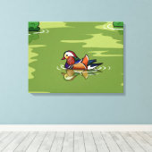 Mandarin Duck up close canvas print Leinwanddruck (Insitu (Holzboden))