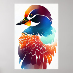 Mandarin Duck Wild Nature Animal Colors Malerei Poster