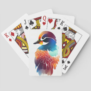 Mandarin Duck Wild Nature Animal Colors Malerei Spielkarten