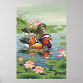 Mandarin Ducks Feng Shui Painting - Liebe & Harmon Poster (Vorne)
