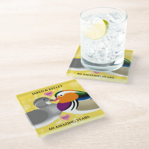 Mandarin Ducks Lovebirds jedes Jahr Glasuntersetzer