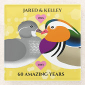 Mandarin Ducks Lovebirds jedes Jahr Glasuntersetzer (Vorderseite)