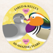 Mandarin Ducks Lovebirds jedes Jahr Runder Pappuntersetzer (Vorderseite)