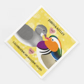 Mandarin Ducks Lovebirds Jubiläum Serviette (Ecke)