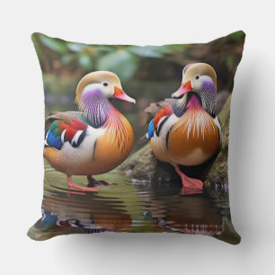 Mandarin Ente Animal Bird Wildlife Wilderness Art Kissen