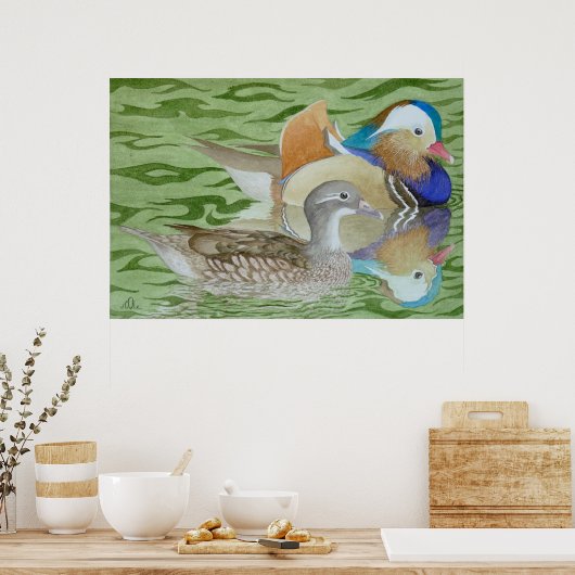 Mandarin-Enten am See Poster (Küche)