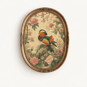 Mandarin-Enten-Pfingstrose-Chinoiserie-Poster Poster