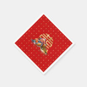 Mandarin Enten und doppeltes Glück auf rot Serviette (Ecke)