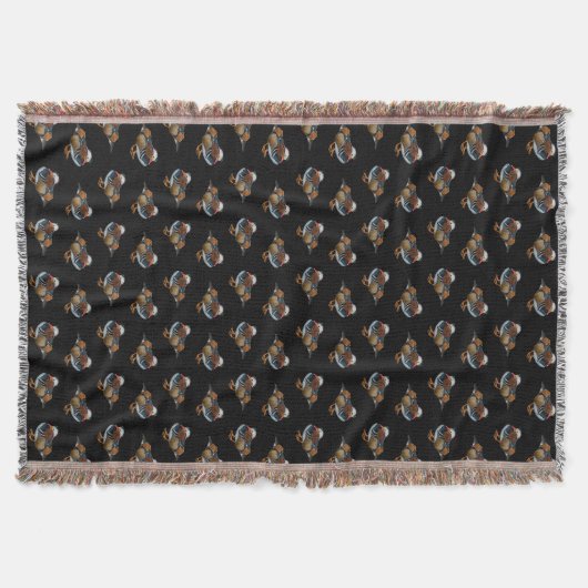 Mandarin Frenzy Throw Blanket (schwarz) Decke (Vorderseite)