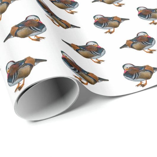 Mandarin Frenzy Wrapping Paper (weiß) Geschenkpapier (Rolleneckpunkt)