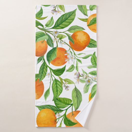 Mandarin Frucht nahtlos tropisches Muster, farbenf Badehandtuch (Badehandtuch)