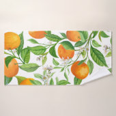 Mandarin Frucht nahtlos tropisches Muster, farbenf Badehandtuch (Badehandtuch)