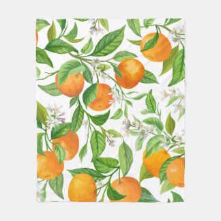 Mandarin Frucht nahtlos tropisches Muster, farbenf Fleecedecke