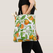 Mandarin Frucht nahtlos tropisches Muster, farbenf Tasche (Von Nahem)