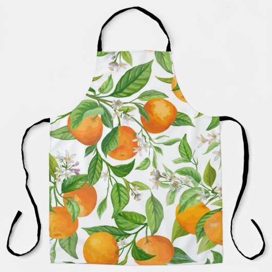 Mandarin Fruit Seamless Tropical Pattern, Colorful Schürze (Vorderseite)
