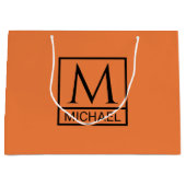 Mandarin Orange Geschenktasche mit Initial & Name Große Geschenktüte (Vorderseite)