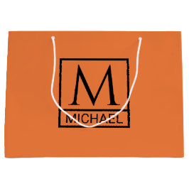 Mandarin Orange Geschenktasche mit Initial & Name Große Geschenktüte