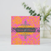 Mandarin Orange/Hot Pink Damask Einladungen (Stehend Vorderseite)