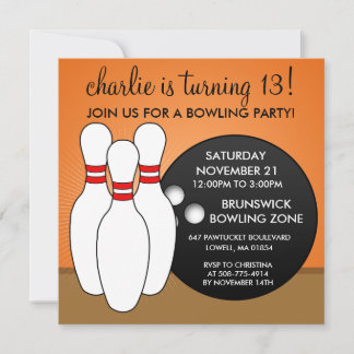 Mandarin Orange Lasst uns ein Ball-Bowling-Party h Einladung