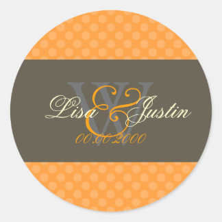 Mandarin Orange Polka Dots Monogramm/DIY Farbe Runder Aufkleber