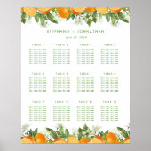 Mandarin Orange Watercolor Hochzeitstabelle Poster (Vorne)