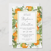 Mandarin Orange Watercolor Wedding Einladung (Vorderseite)