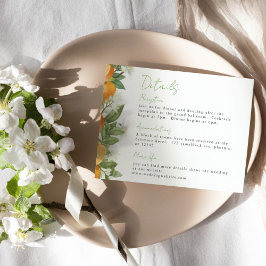 Mandarin Orange Watercolor Wedding Info Begleitkarte