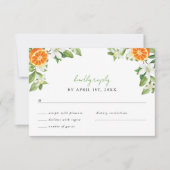 Mandarin Orange Watercolor Wedding RSVP Karte (Vorderseite)