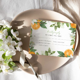 Mandarin Orange Watercolor Wedding RSVP Karte