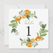 Mandarin Orange Watercolor Wedding Tischnummer (Rückseite)
