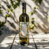 Mandarin Orange Watercolor Wedding Weinetikett