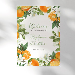 Mandarin Orange Watercolor Wedding Welcome Poster