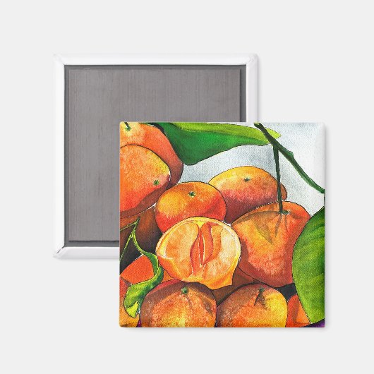 Mandarin-Orangenfrucht Magnet (Vorderseite/Rückseite)