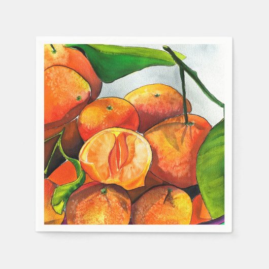 Mandarin-Orangenfrucht Serviette (Vorderseite)