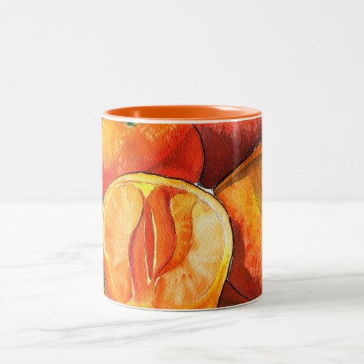Mandarin-Orangenfrucht Zweifarbige Tasse (Mittel)