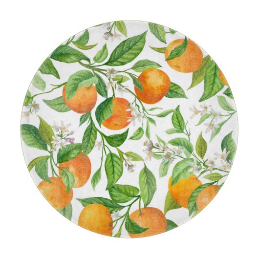 Mandarin: Tropisch-farbiges Muster Schneidebrett (Vorderseite)