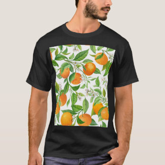 Mandarin: Tropisch-farbiges Muster T-Shirt