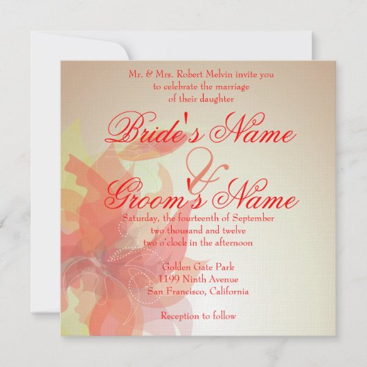 Mandarine Abstrakt Einladung (Vorderseite)